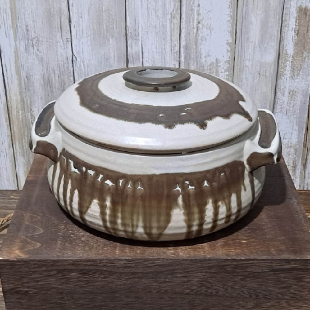 Vintage Yannan 3qt MicroPot Stoneware Baking Steamer Ceramic Dish w/ Lid